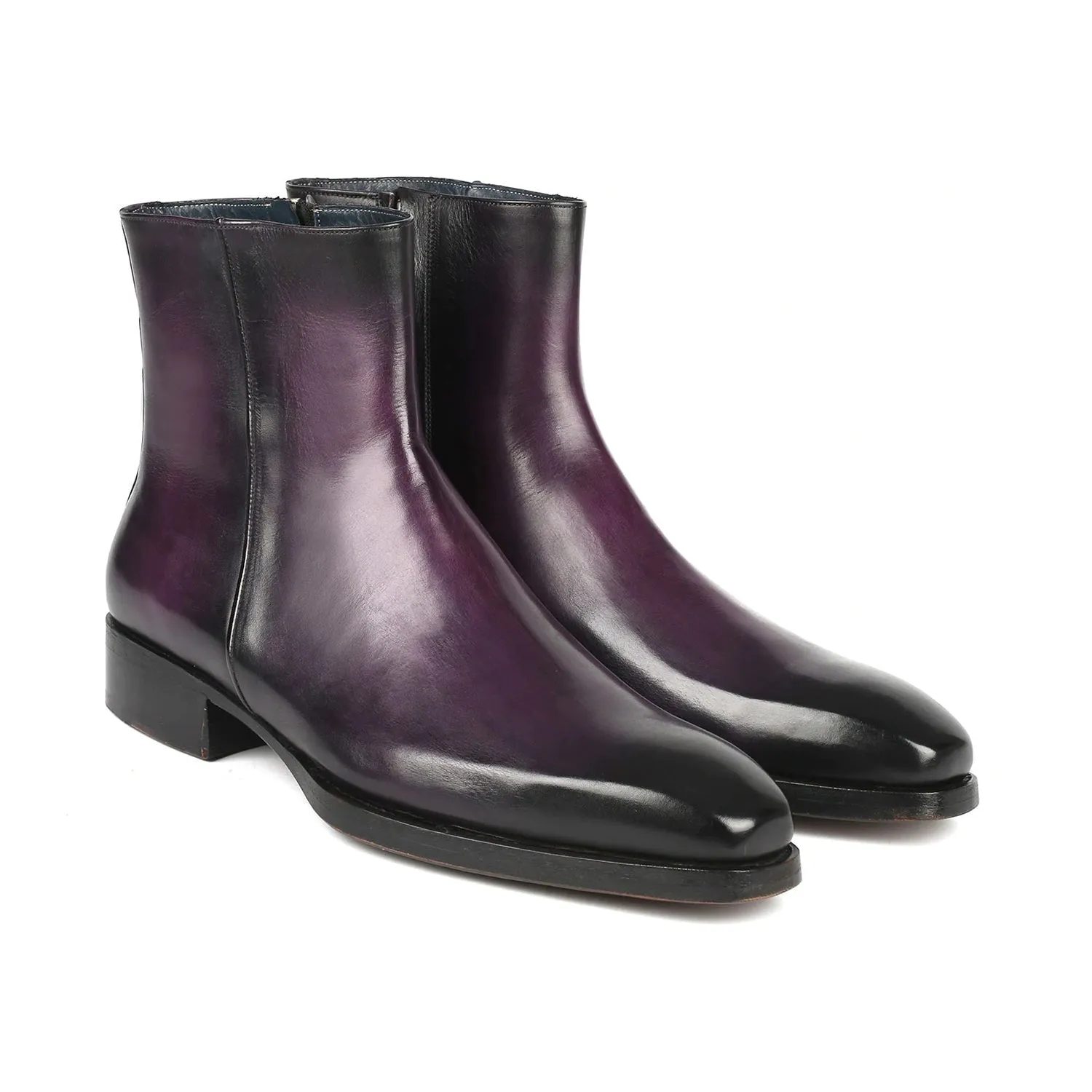 Paul Parkman BT3955-PRP Men's Shoes Purple Calf-Skin Leather Zipper Boots (PM6355)