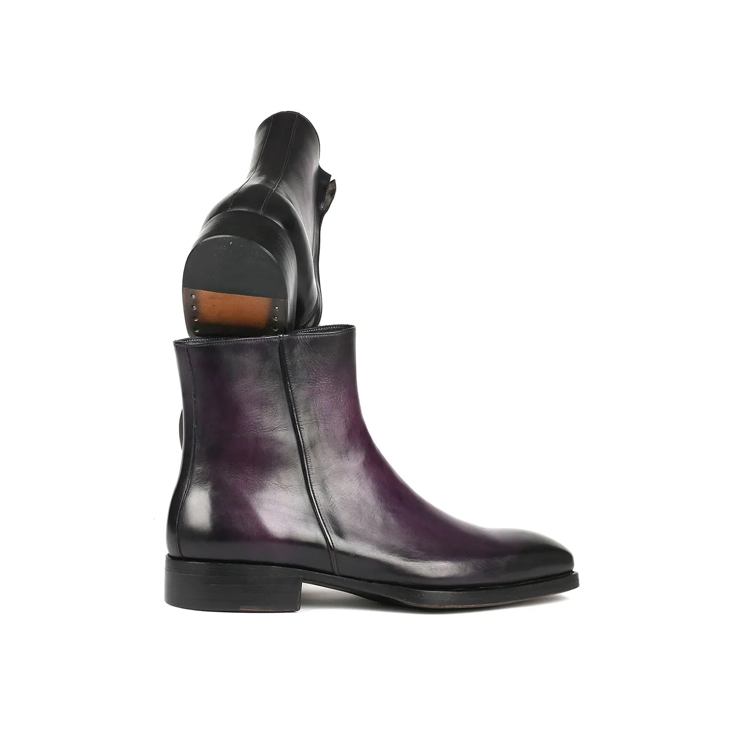 Paul Parkman BT3955-PRP Men's Shoes Purple Calf-Skin Leather Zipper Boots (PM6355)