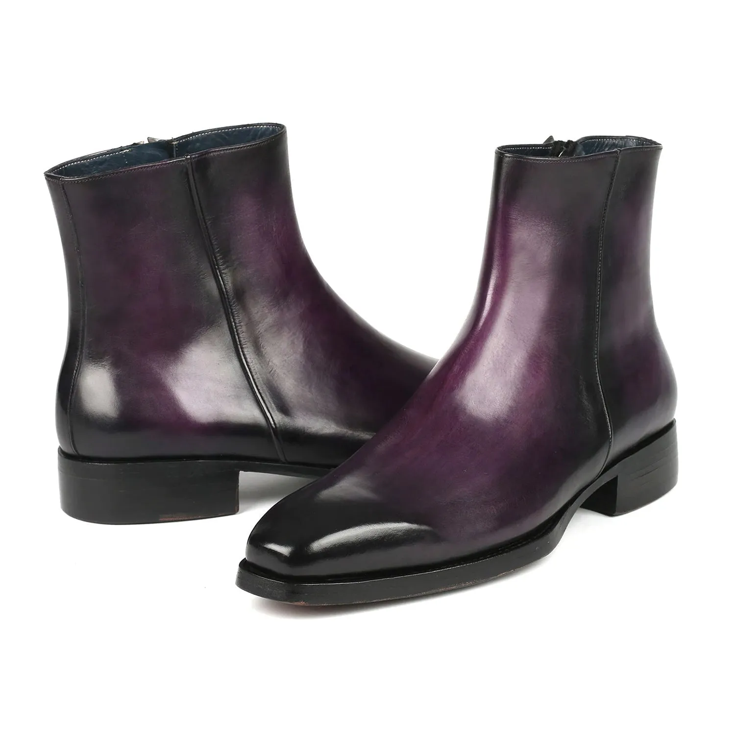 Paul Parkman BT3955-PRP Men's Shoes Purple Calf-Skin Leather Zipper Boots (PM6355)