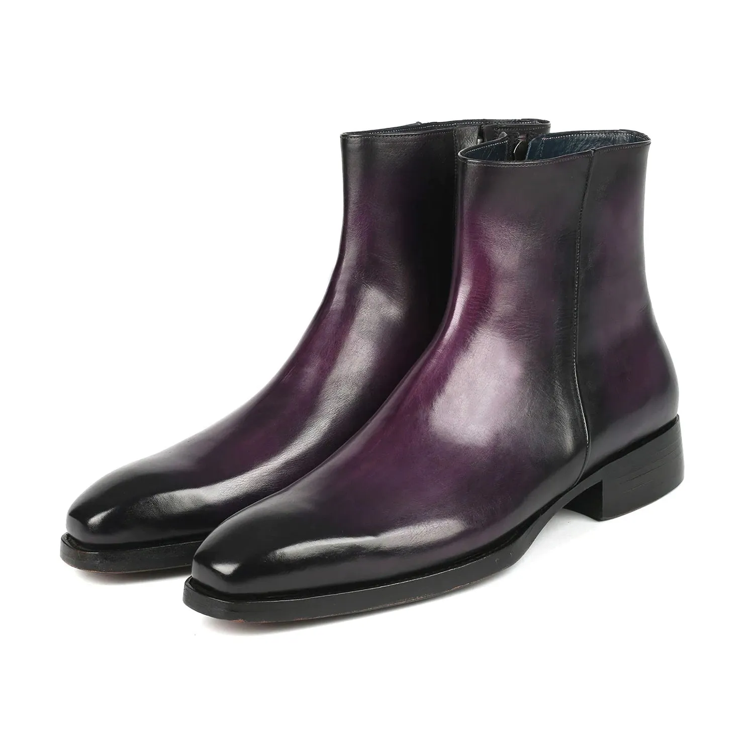 Paul Parkman BT3955-PRP Men's Shoes Purple Calf-Skin Leather Zipper Boots (PM6355)