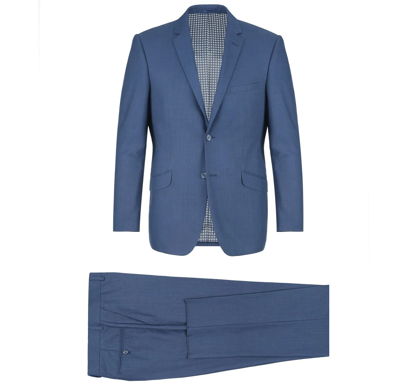 Performance 2-Button CLASSIC FIT Suit in Medium Blue Mélange (Short, Regular, and Long Available) by Renoir