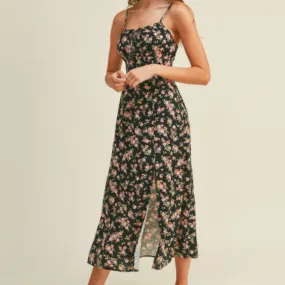 Promises Kept Floral Print Midi Dress With Slit