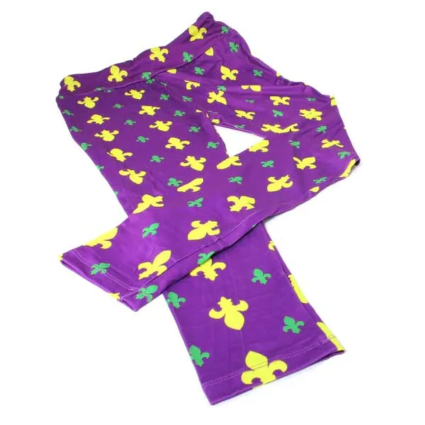 Purple Fleur De Lis Leggings