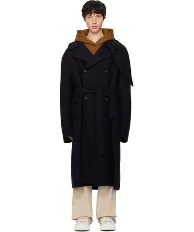 Recto Navy Kuse Oversized Coat