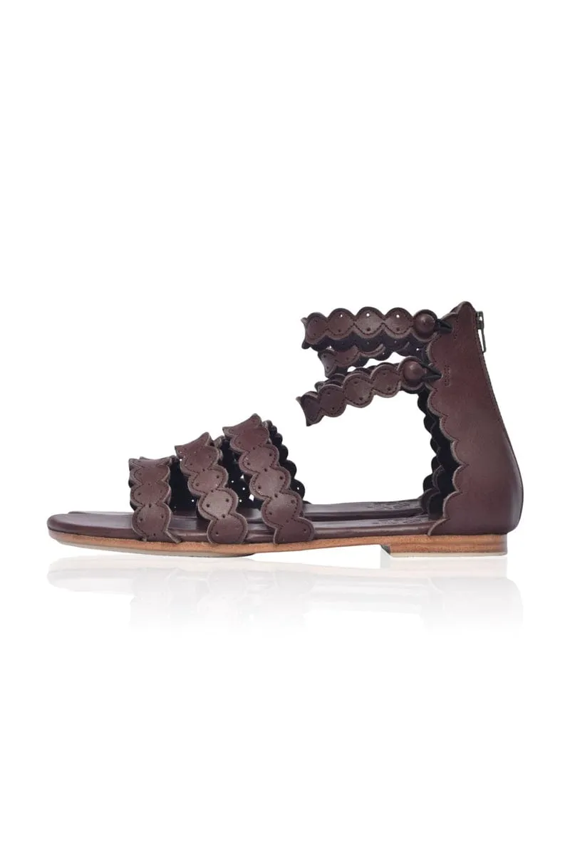 Rimini Boho Leather Sandals in Black