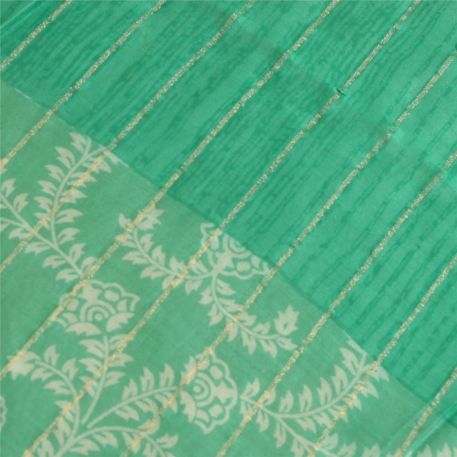 Sanskriti Vintage Long Dupatta Stole Cotton Silk Green Printed Woven Scarves