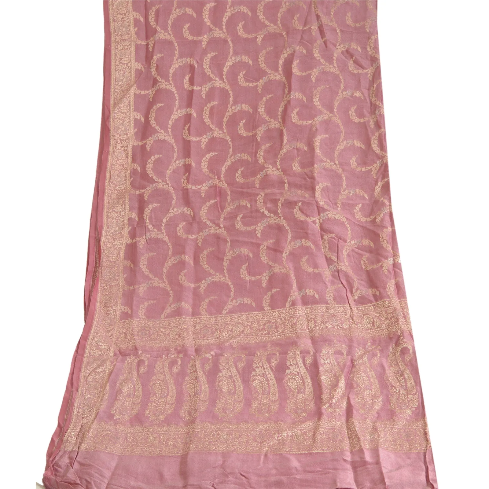 Sanskriti Vintage Long Dupatta Stole Pure Silk Mauve Hijab Woven Scarves