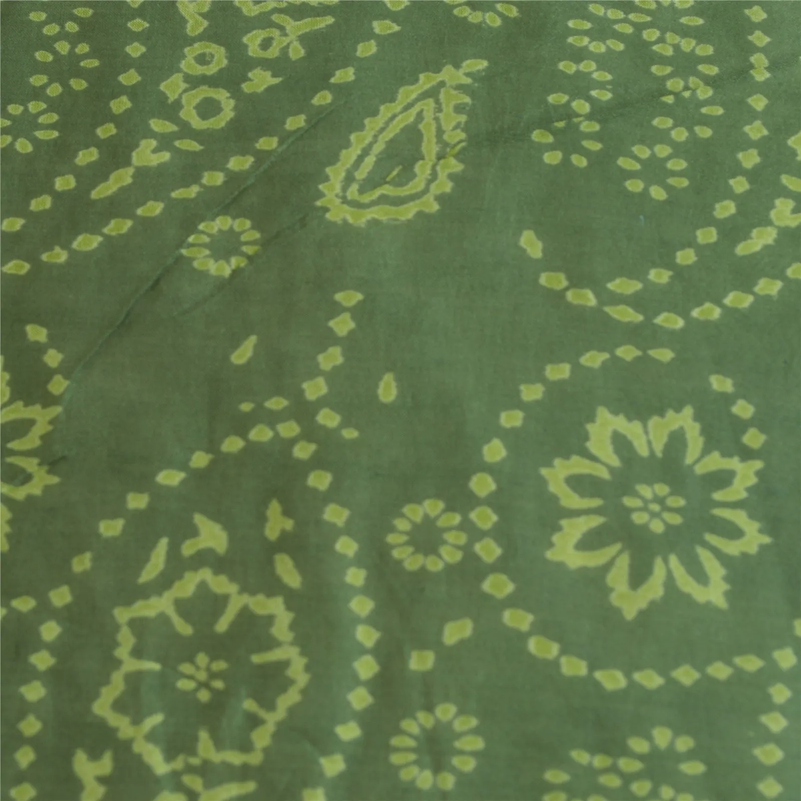 Sanskriti Vintage Long Green Dupatta/Stole Cotton Silk Hijab Printed Scarves