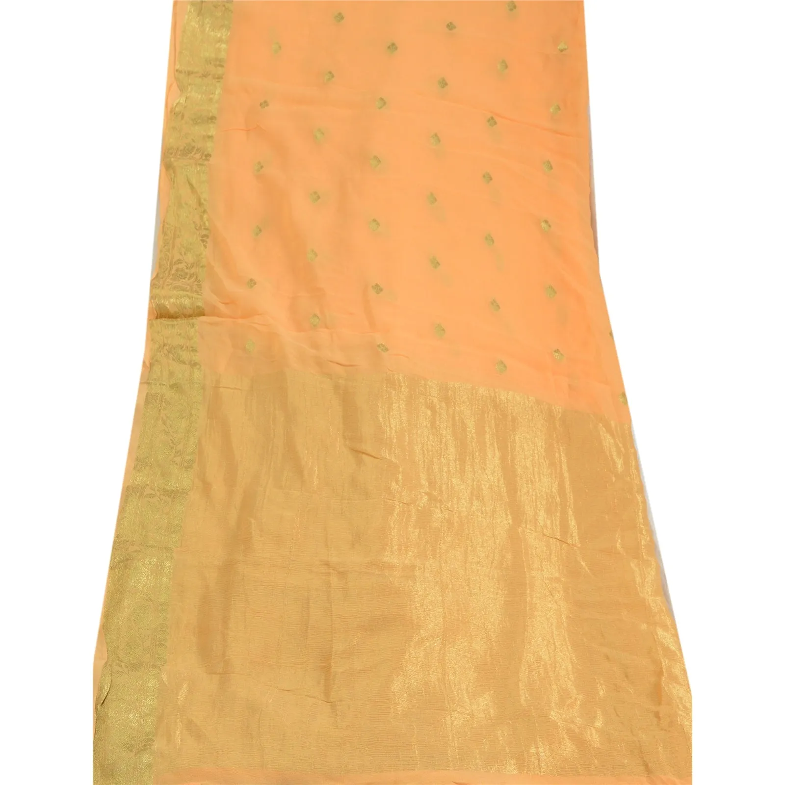 Sanskriti Vintage Long Peach Dupatta/Stole Blend Georgette Woven Wrap Scarves