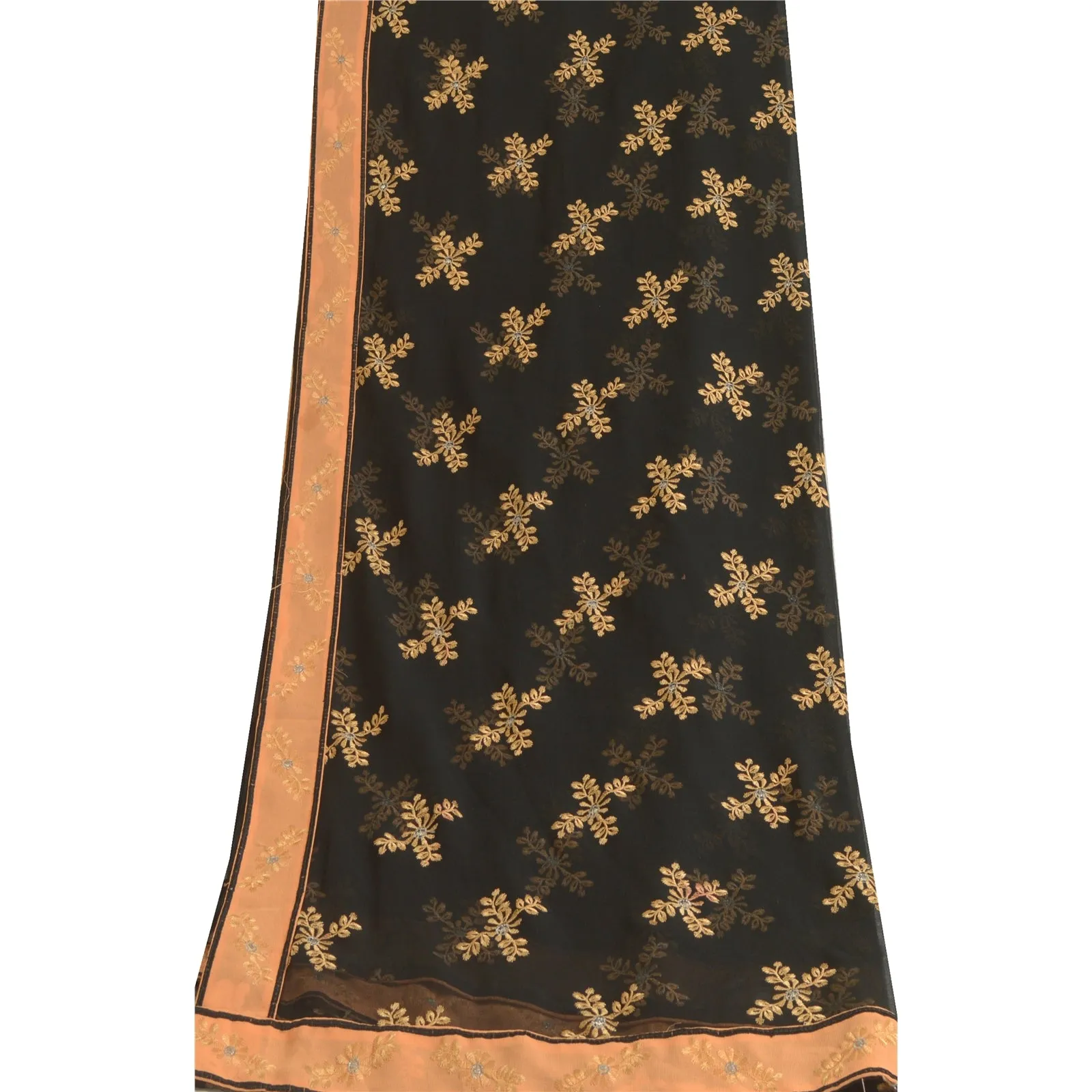 Sanskriti Vintage Long Peach Dupatta/Stole Georgette Embroidered Wrap Scarves