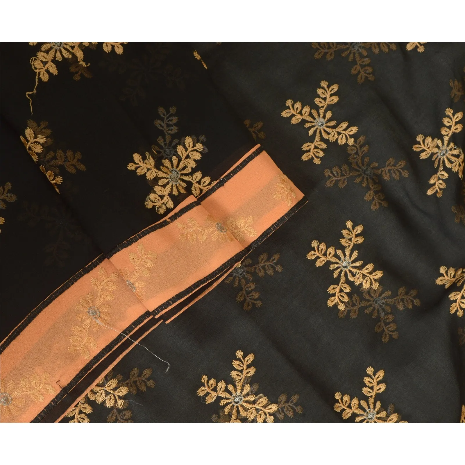 Sanskriti Vintage Long Peach Dupatta/Stole Georgette Embroidered Wrap Scarves