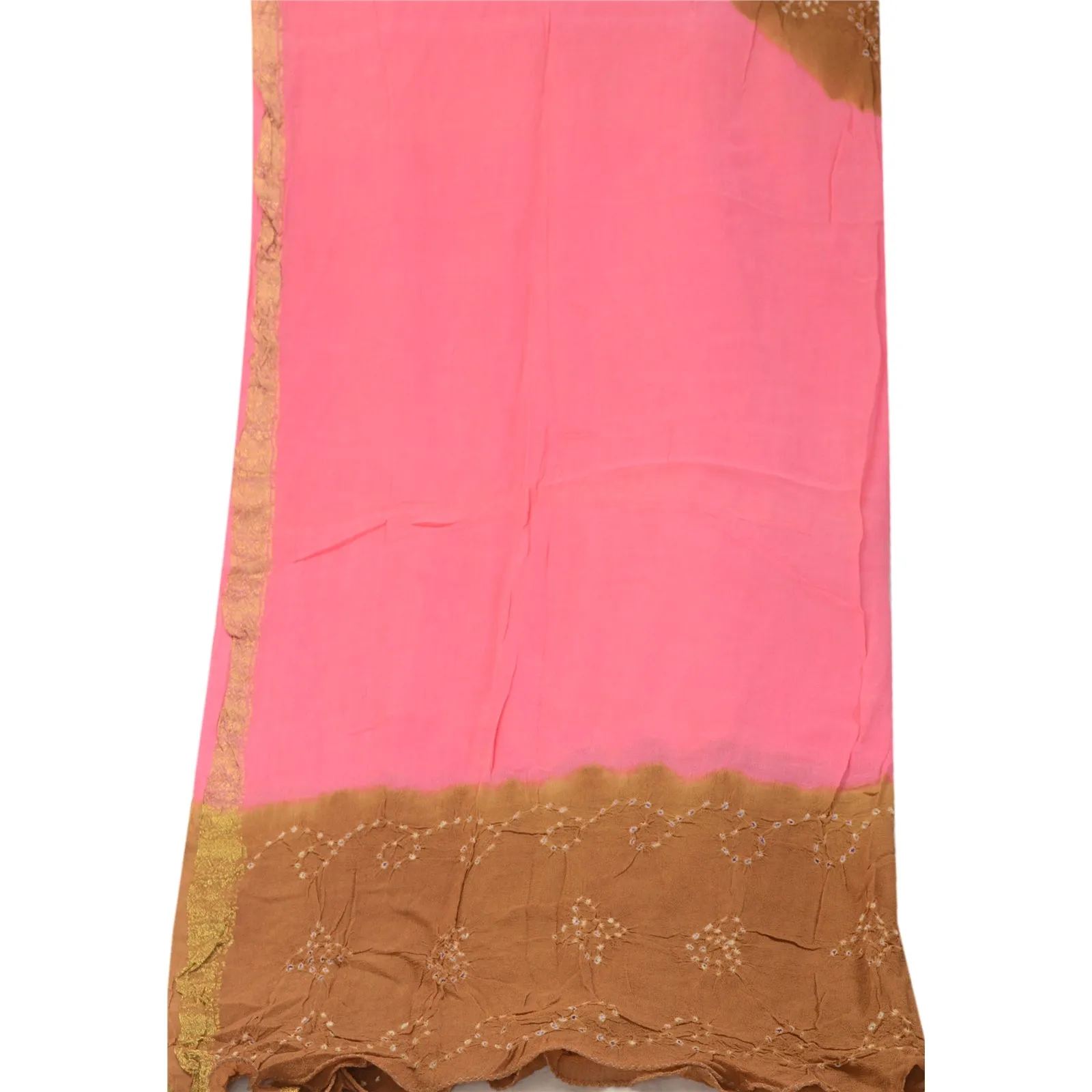 Sanskriti Vintage Pink Long Dupatta Stole Georgette Bandhani Woven Wrap Scarves