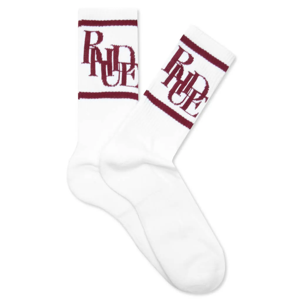 Scramble Logo Sock - White/Maroon