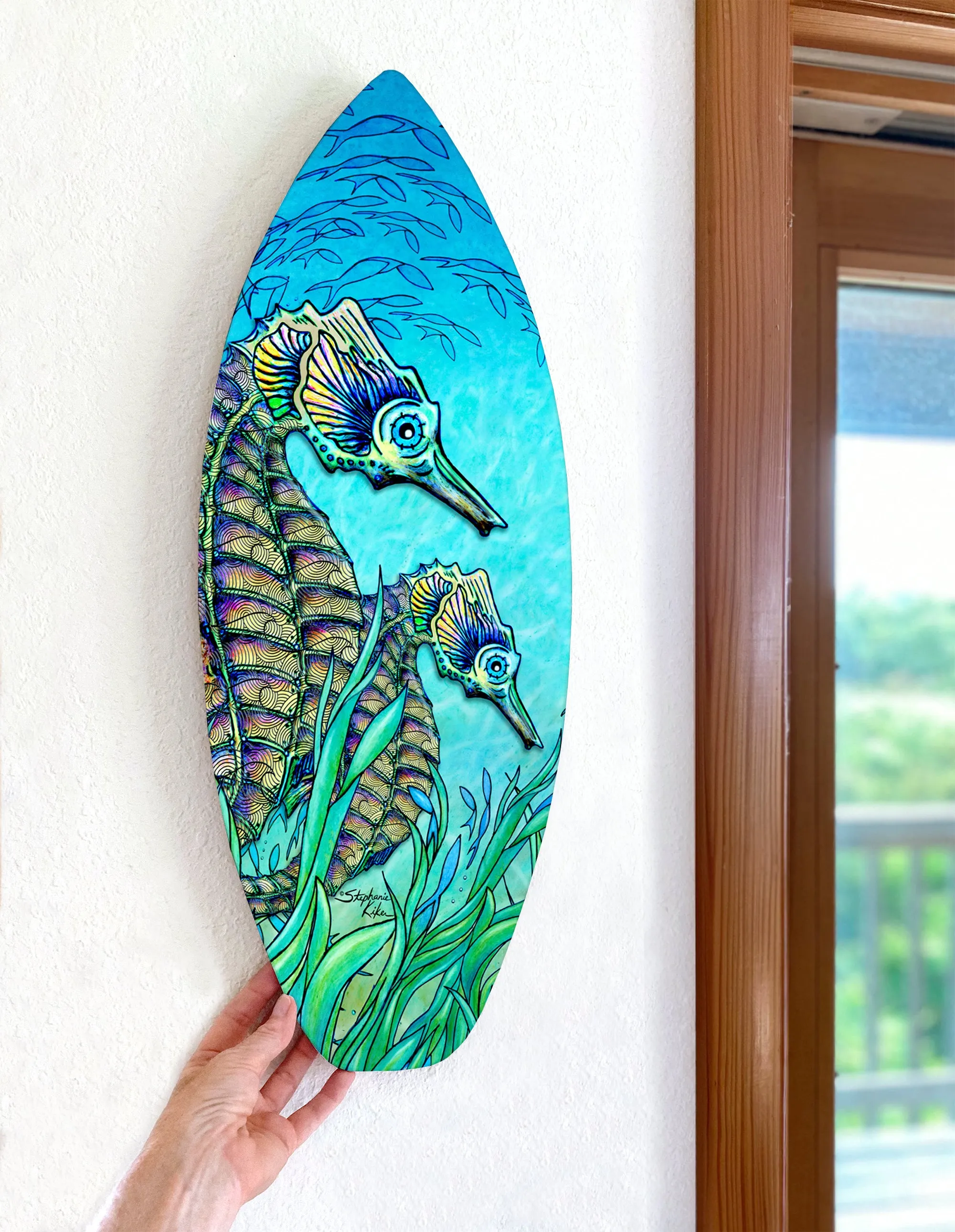 Seahorse Surfboard Wall Art