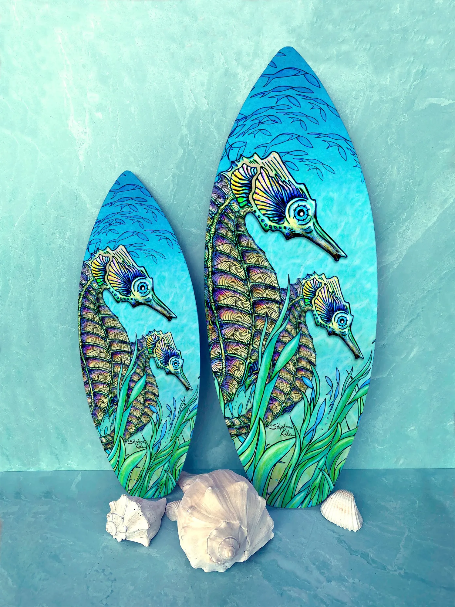 Seahorse Surfboard Wall Art