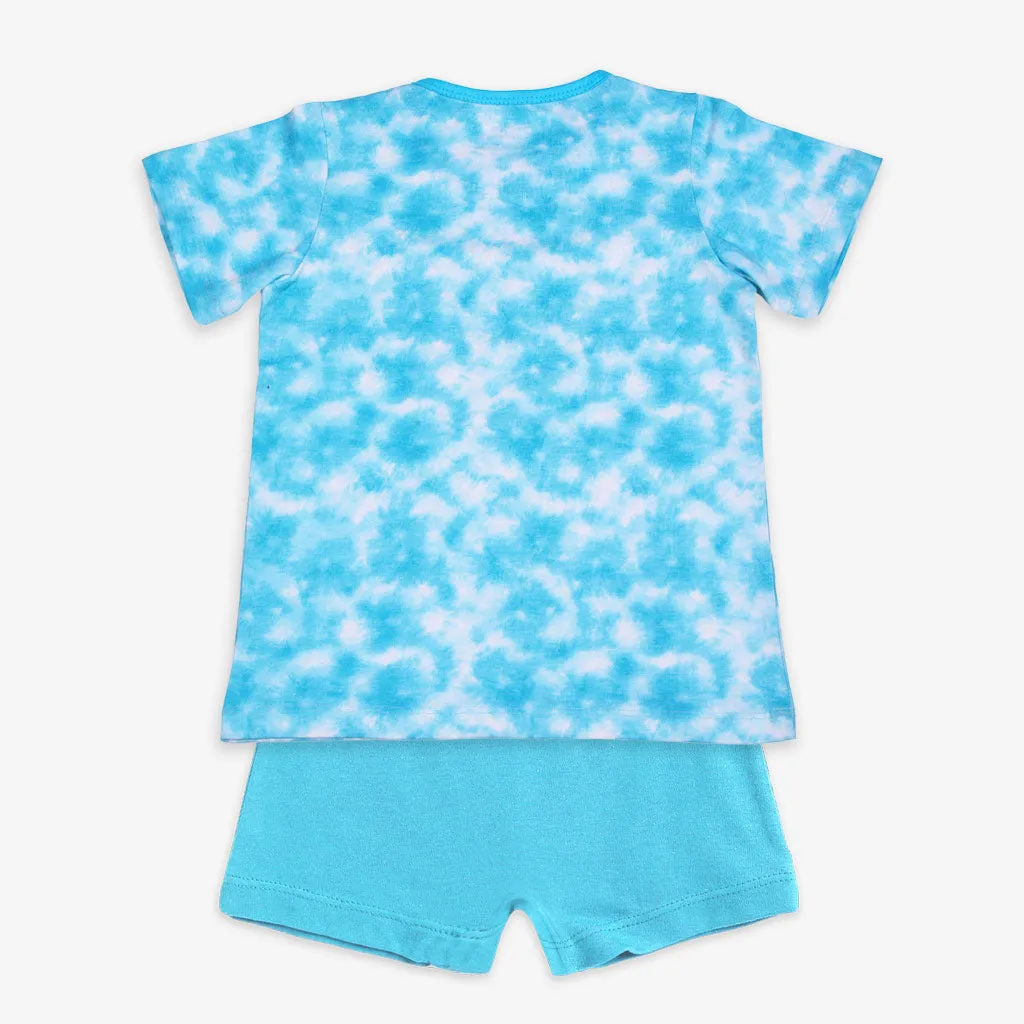 Short Sleeve Top & Shorts Set - Tie-Dye Blue - 6 - 12 months