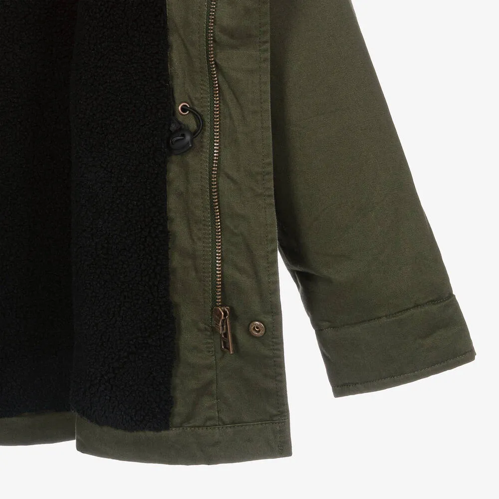 Teen Green Cotton Parka Coat