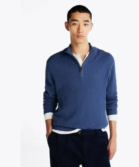 Tommy Hilfiger Men's Herringbone Knit Quarter-Zip Sweater