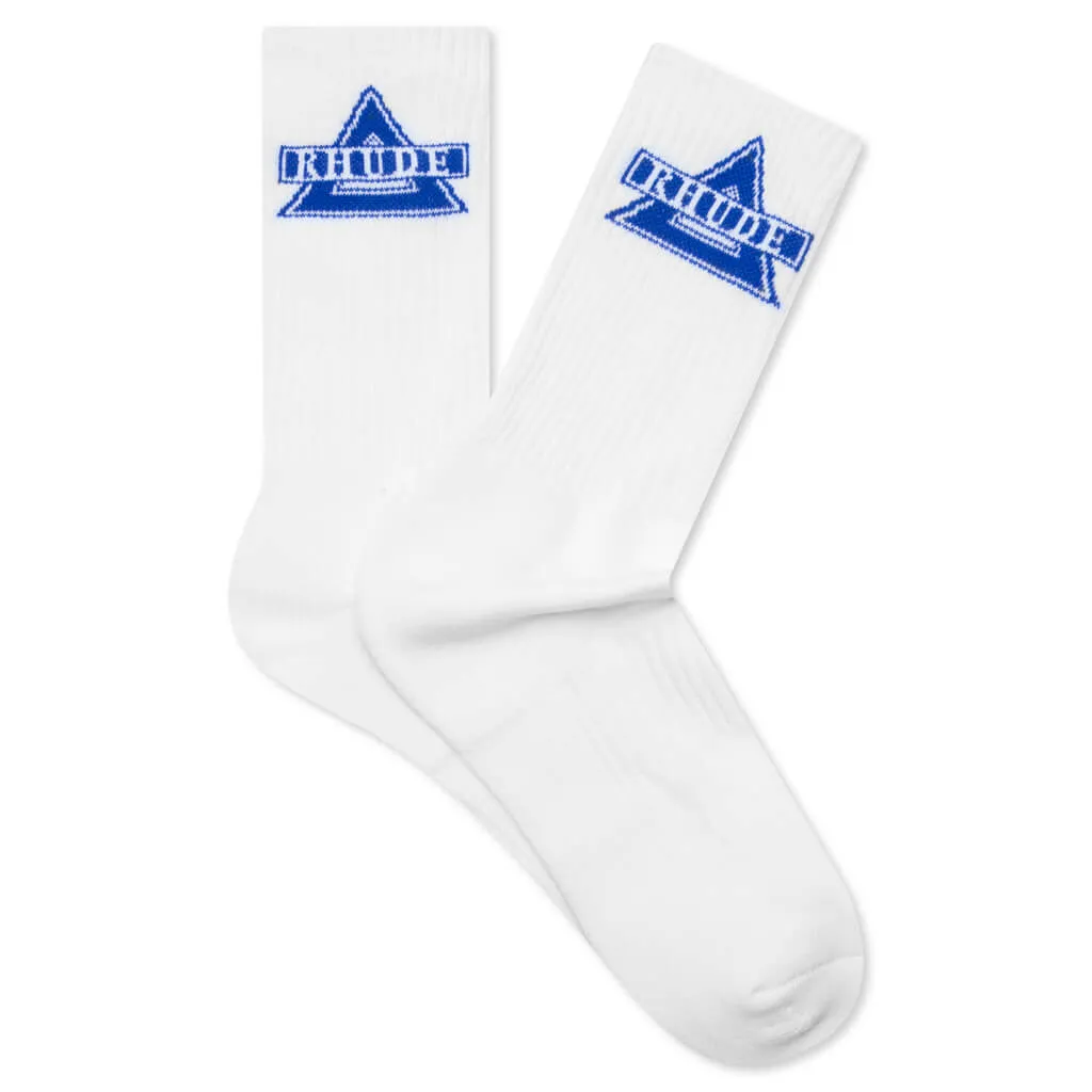 Triangle Logo Sock - White/Blue