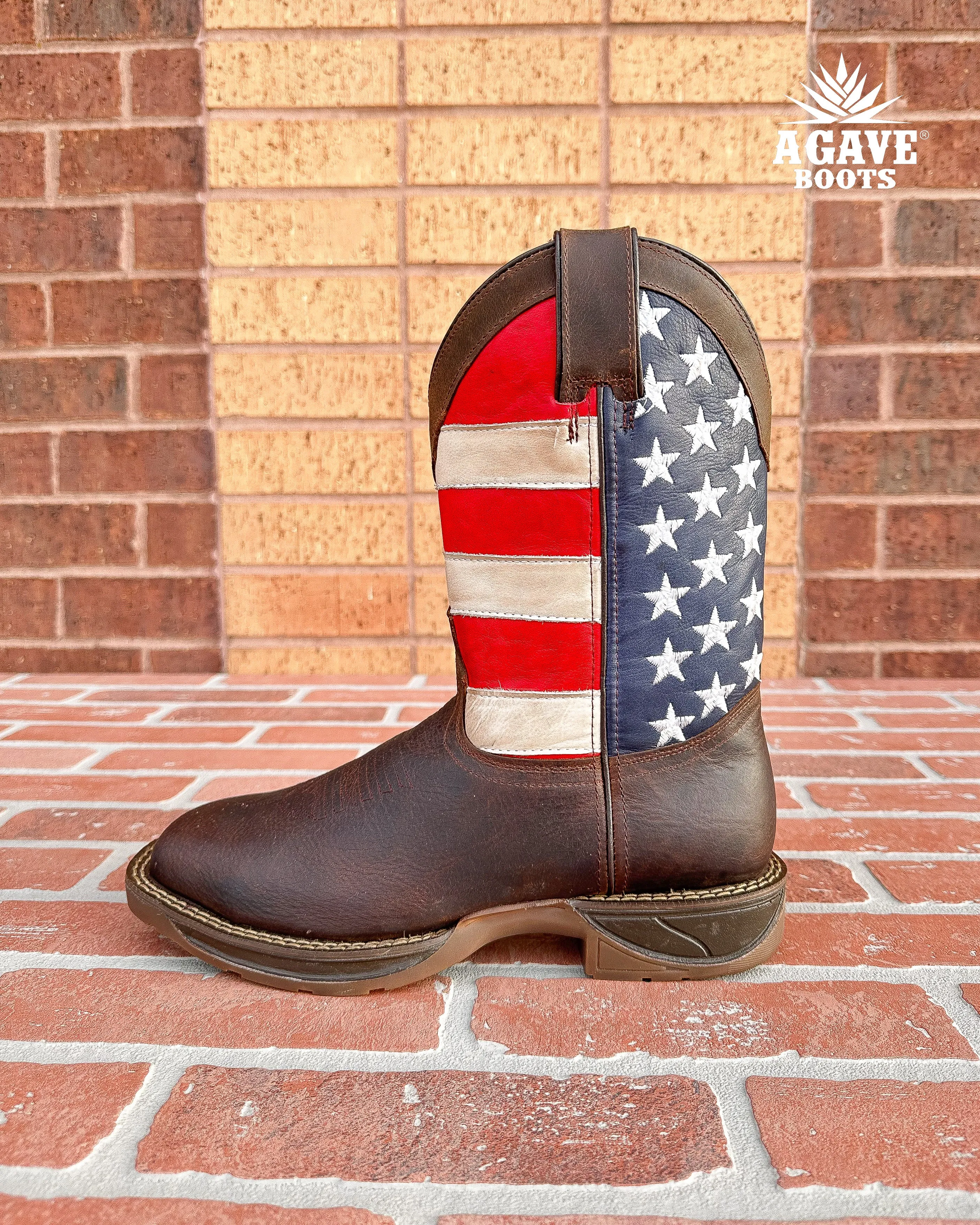 USA FLAG DARK BROWN (STEEL TOE) | MEN WORK BOOTS