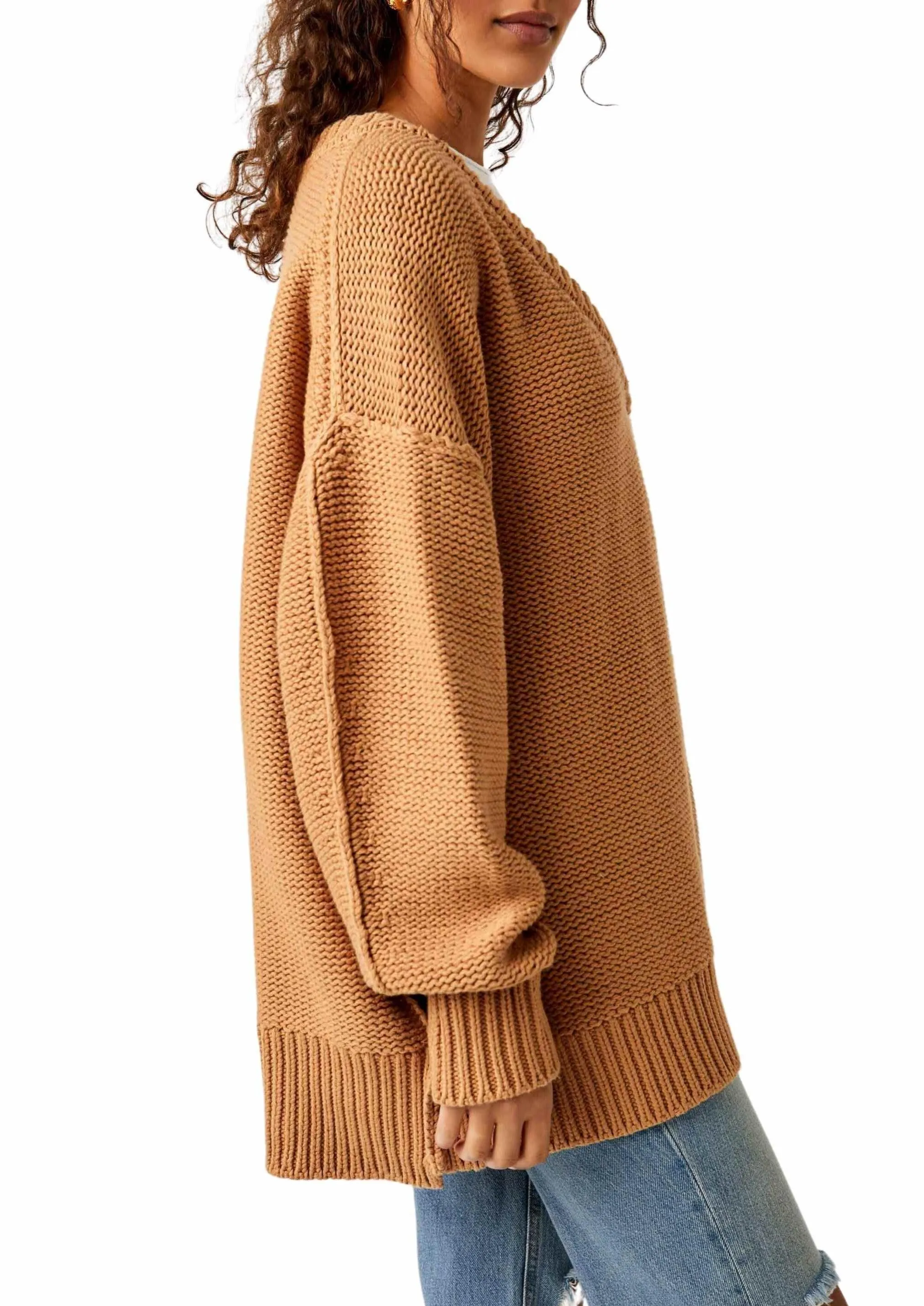 V-Neck Jumper in Camel