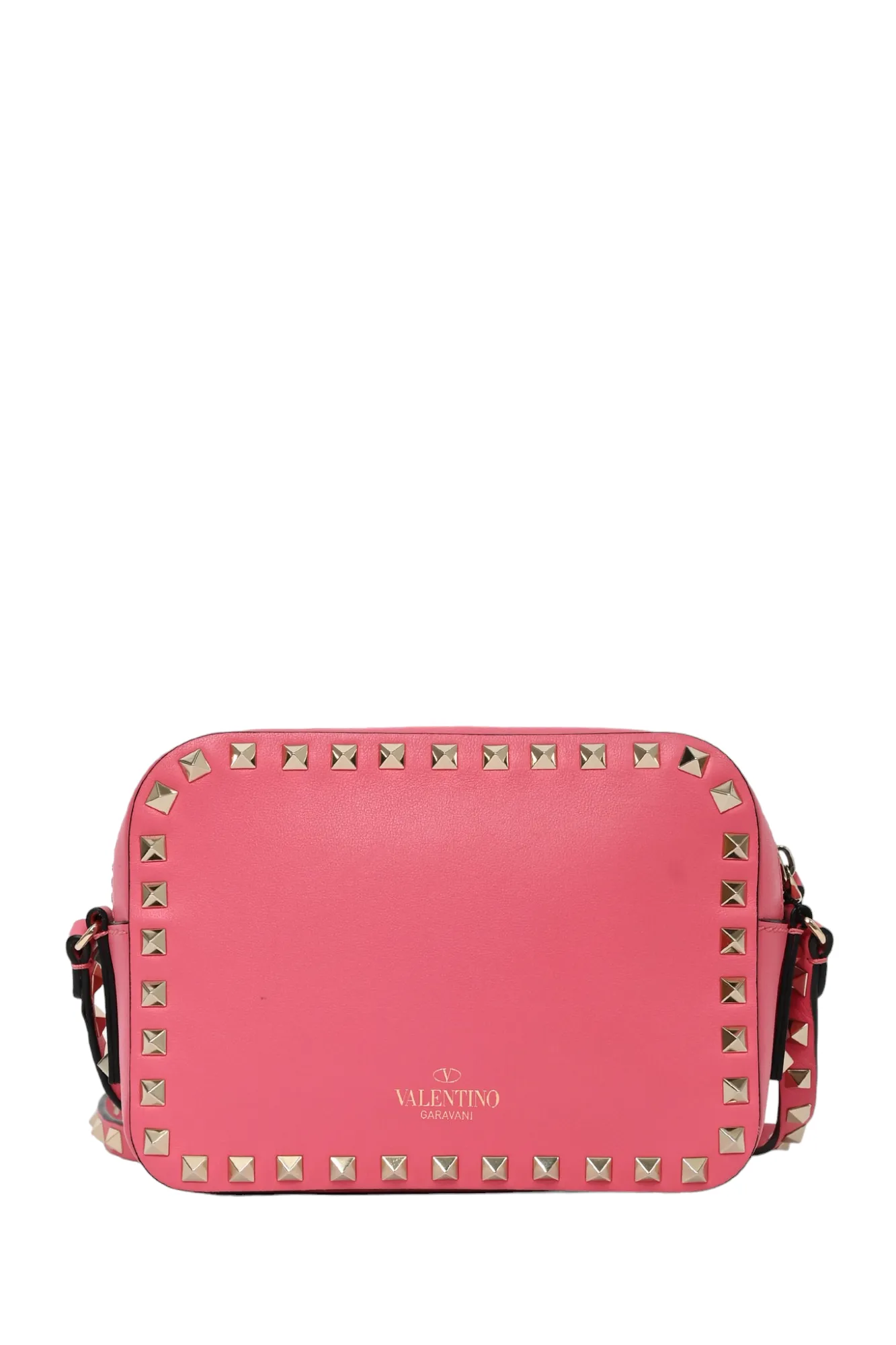 Valentino Pink Smooth Leather Rockstud Camera Bag