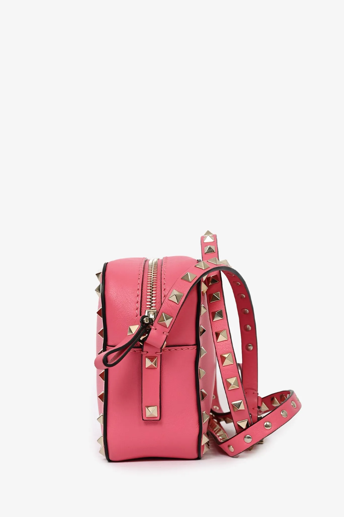 Valentino Pink Smooth Leather Rockstud Camera Bag