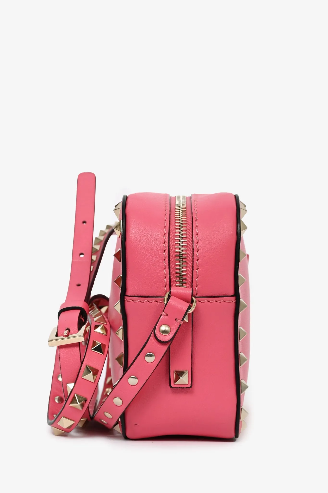 Valentino Pink Smooth Leather Rockstud Camera Bag