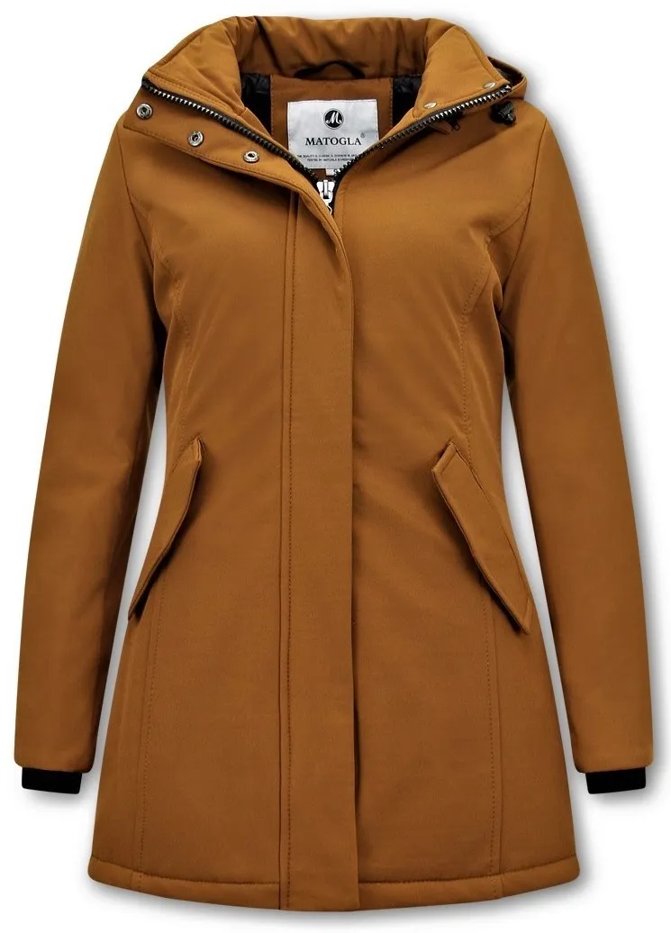 Women Winter Coat Plain Brown |