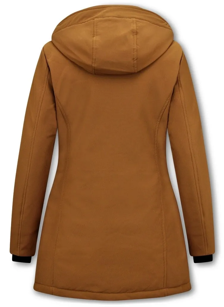 Women Winter Coat Plain Brown |