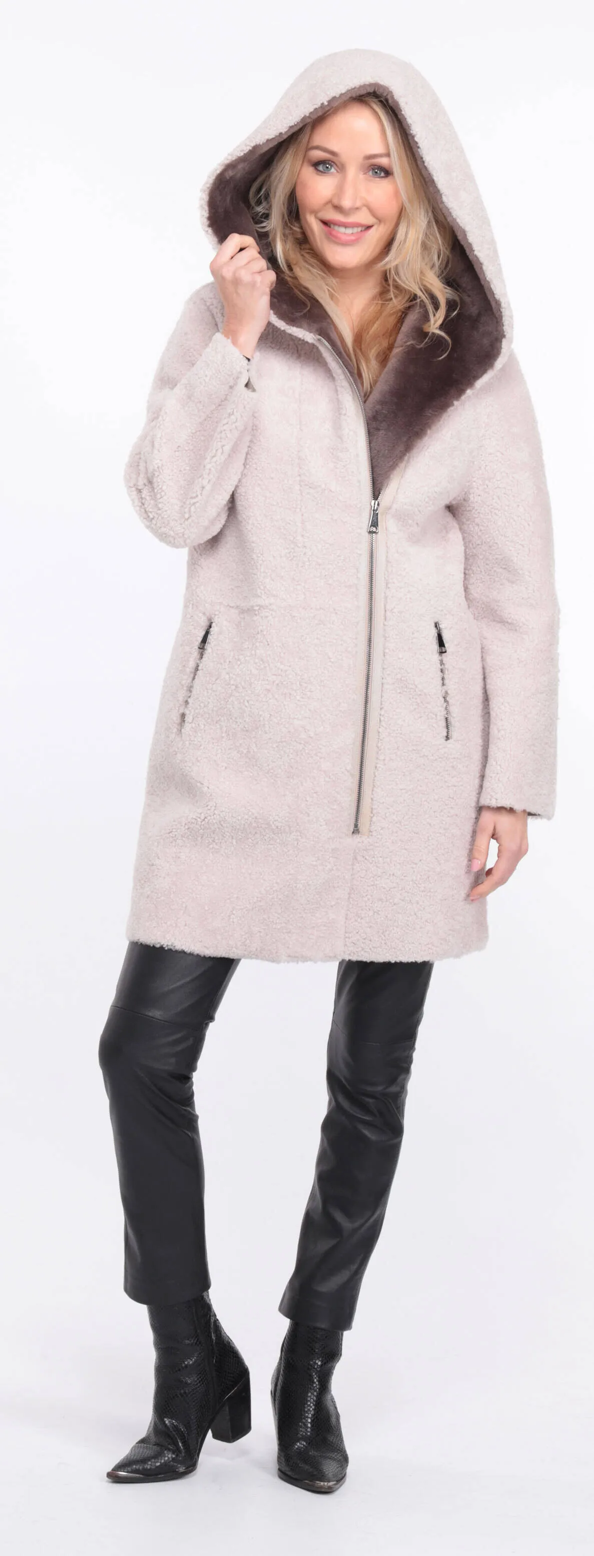 Women's ecru sheepskin coat valere