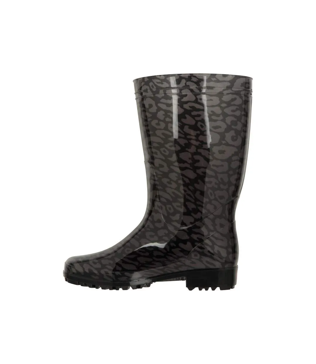 Womens/ladies splash animal print wide calf wellington boots dark grey Mountain Warehouse