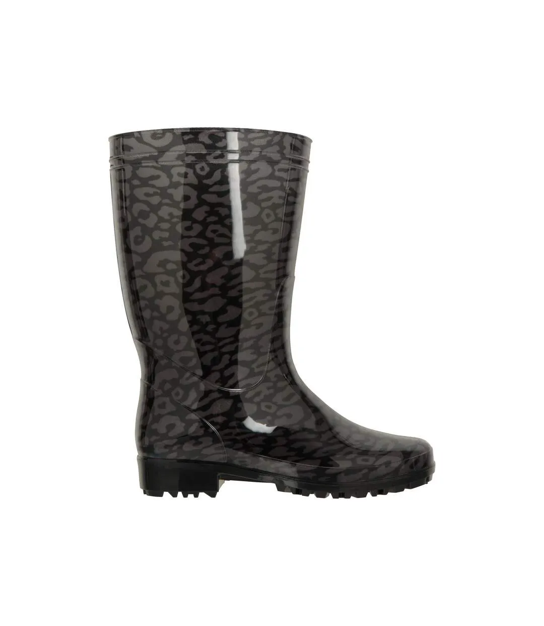 Womens/ladies splash animal print wide calf wellington boots dark grey Mountain Warehouse