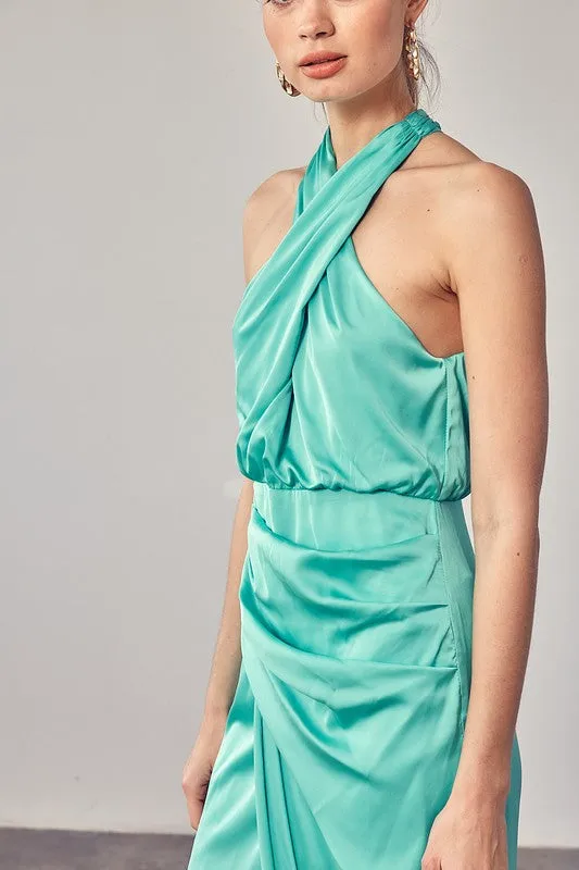 WRAP CROSS NECK DRESS