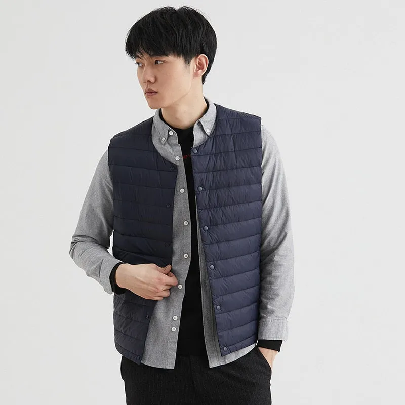 Xituodai Men 90% White Down Vest Man's Clothing Ultra Light Down Waistcoat Portable Sleeveless Coat Man Winter Round Collar Warm