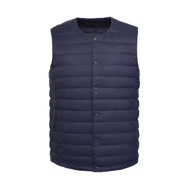 Xituodai Men 90% White Down Vest Man's Clothing Ultra Light Down Waistcoat Portable Sleeveless Coat Man Winter Round Collar Warm