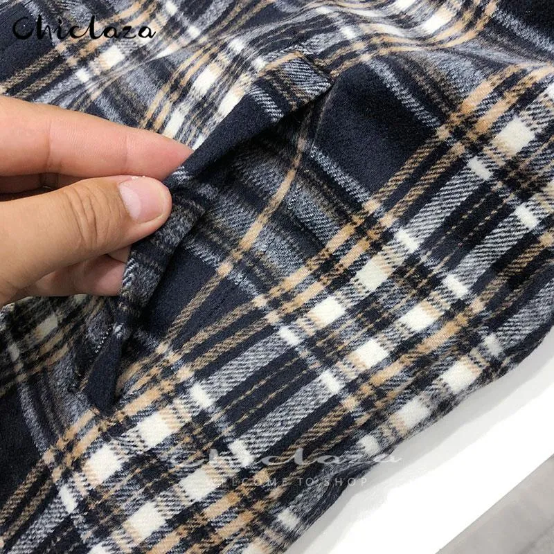 Xituodai Plaid Jacket Men's Autumn Winter Casual Fleece Warm Slim Fit Shirt Coats Male