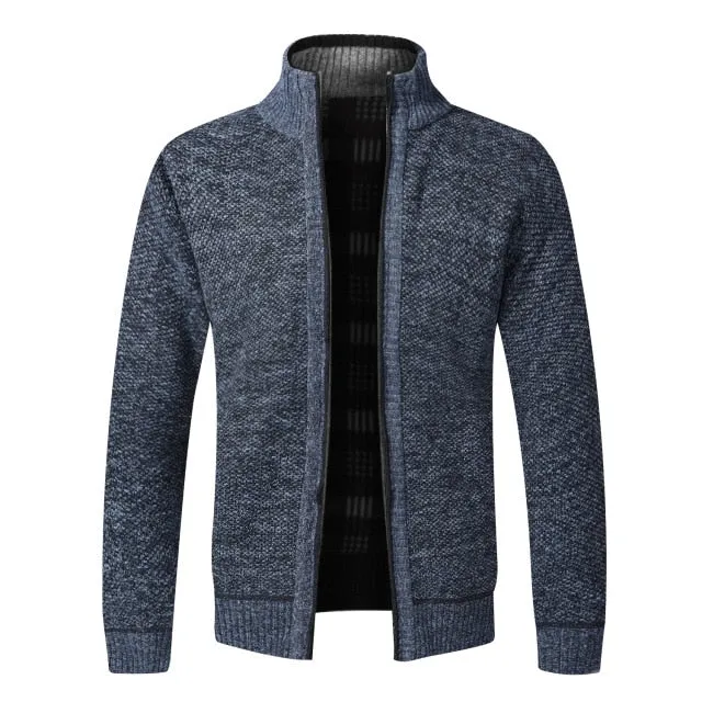 Xituodai Top Quality Autumn Winter New Men's Jacket Slim Fit Stand Collar Zipper Jacket Men Solid Cotton Thick Warm  Sweater